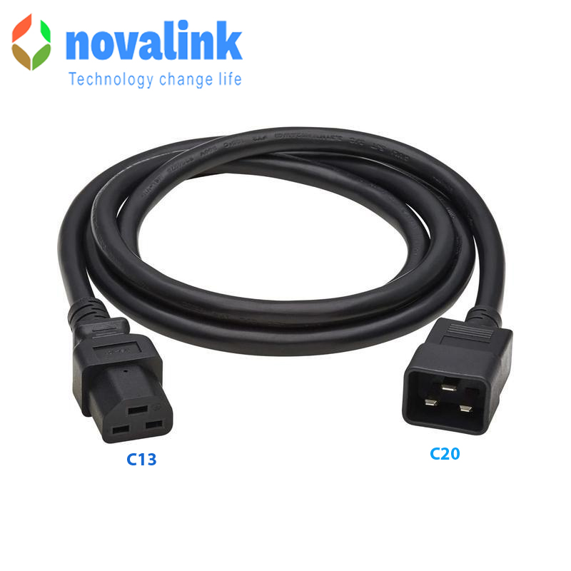 Dây nguồn C13 to C20 dài 3m tiết diện 3*2.08mm 15A Novalink mã NV-56012A cao cấp